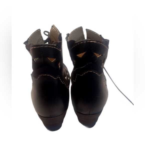 NNT Rovers Black Leather Steampunk Bohemian Trend Coachella Cutout ankle boot 37 - Picture 3 of 5